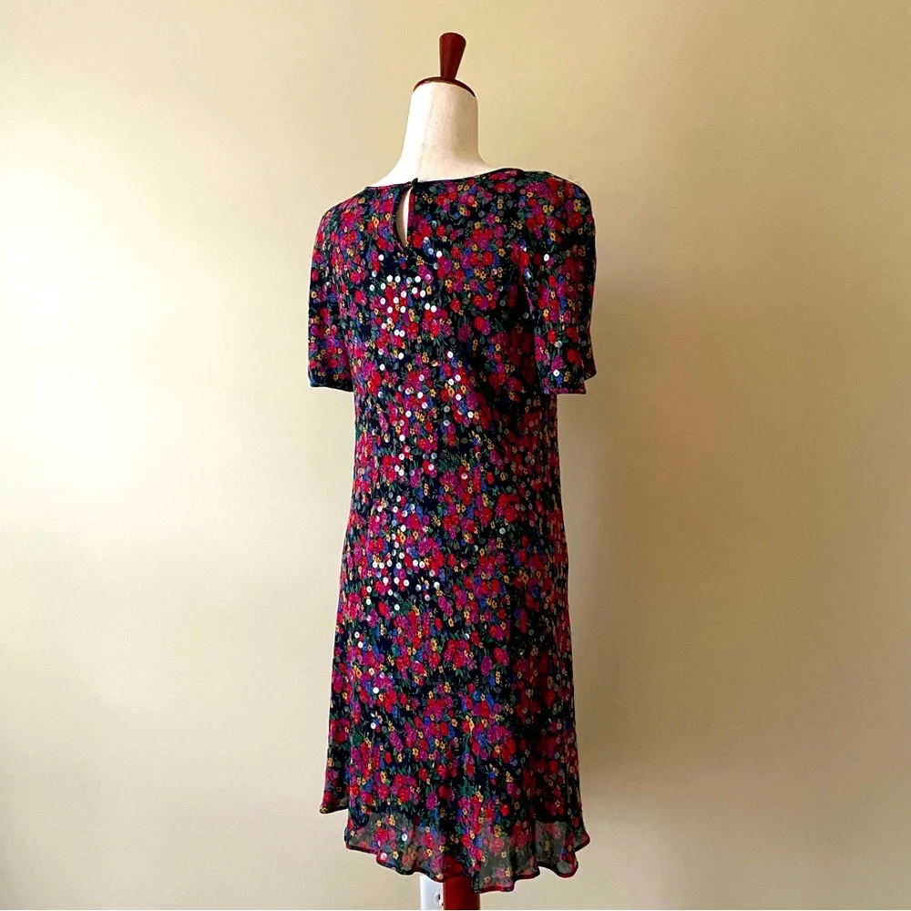 Liz Claiborne floral flowy dress with clear sequins Size 8 - Picture 3 of 10